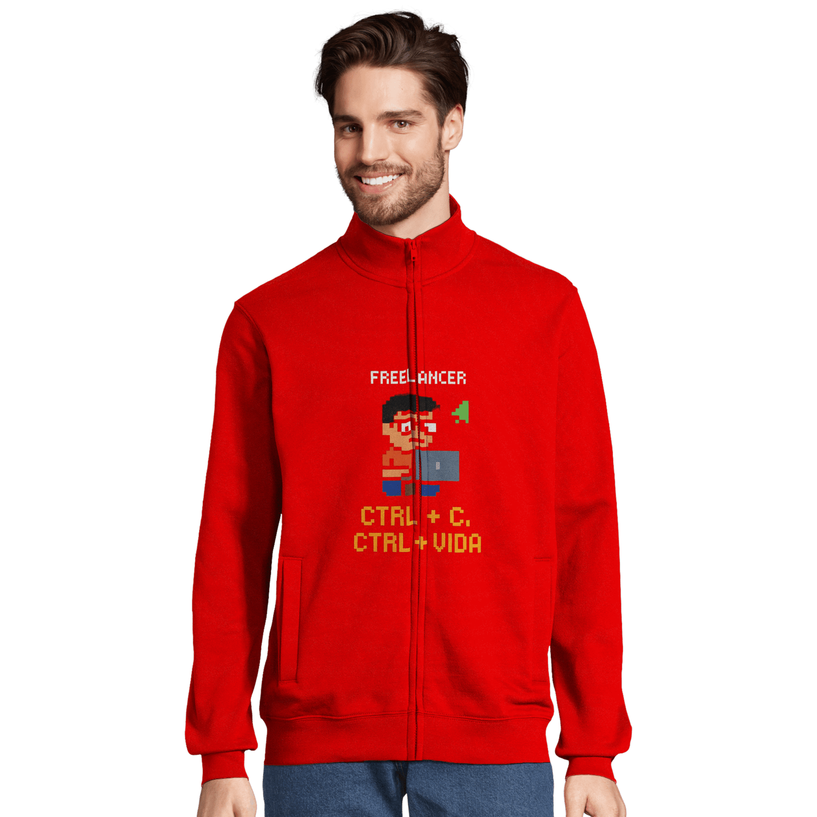 Jaqueta Moletom Unissex com Zíper Integral | Freelancer Pixel Art