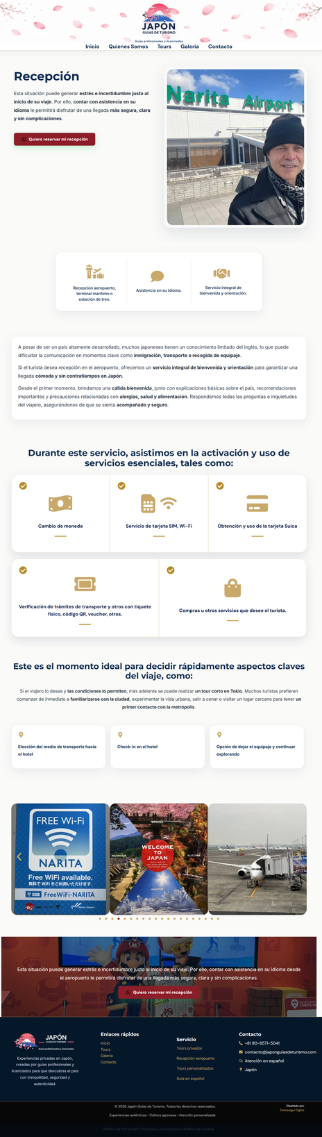 Página Recepción depois