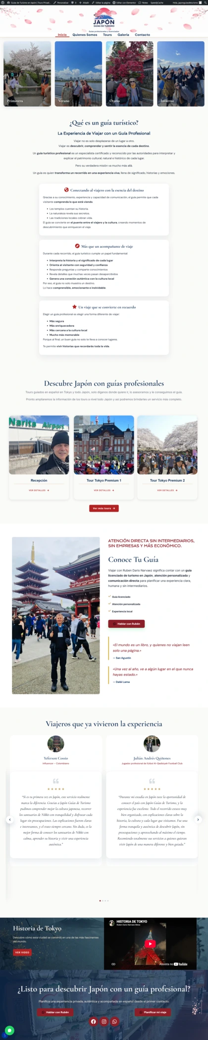 Home do site Japón Guías de Turismo depois da reestruturação
