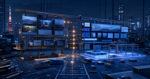 Arquitetura digital de um site WordPress sendo avaliada entre reforma modular e reconstrução sobre uma base organizada